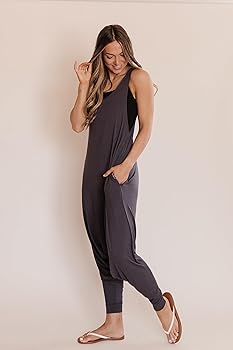 Amazon.com: MOMPER ROMPER No Waist Slip-on Jumpsuit Blue MD